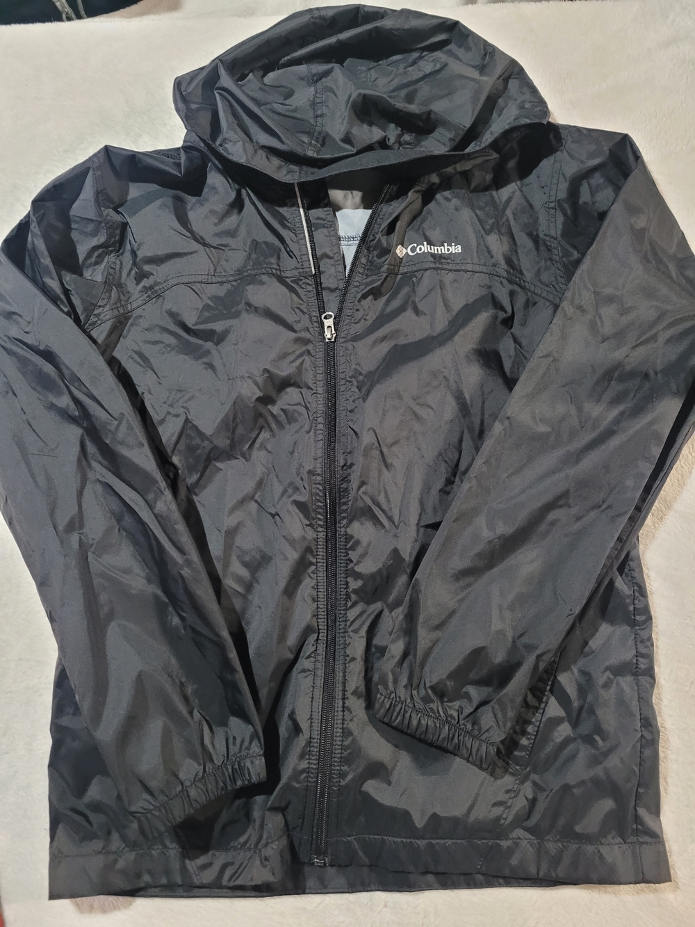 Columbia Kids Black Hooded Rain Jacket